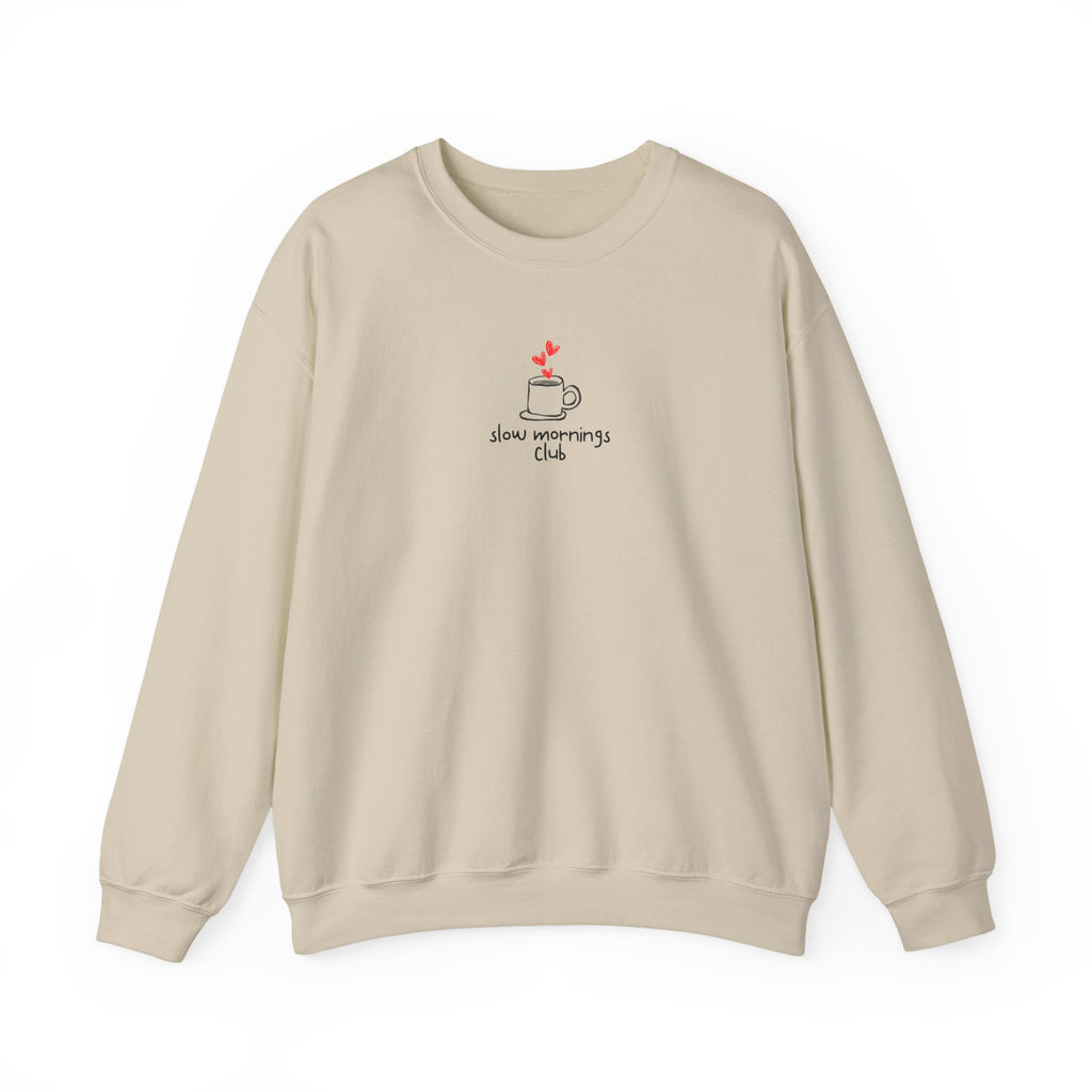 Slow Mornings Club sweatshirt | Coffee Mug Illustration, Cozy Crewneck