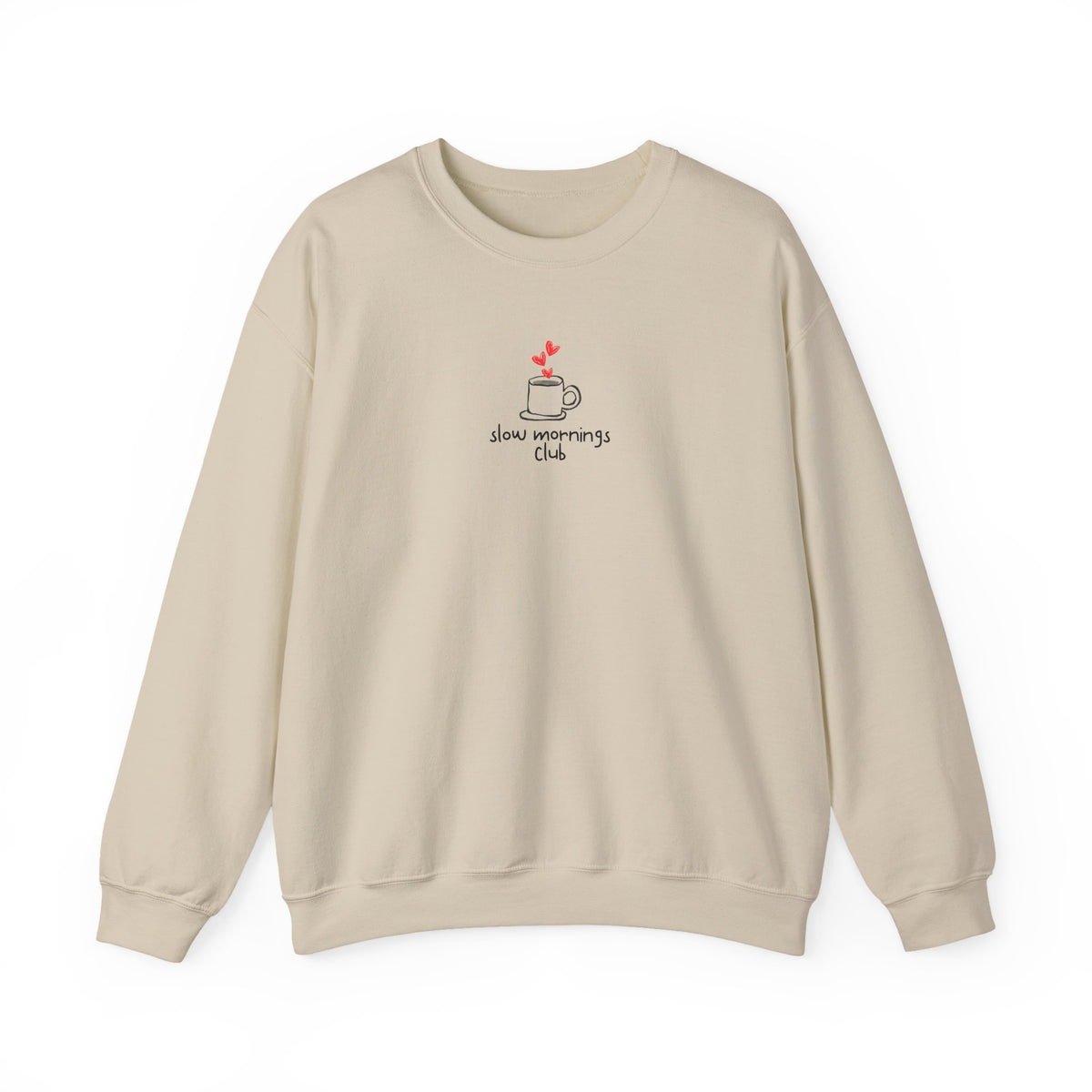 Slow Mornings Club sweatshirt | Coffee Mug Illustration, Cozy Crewneck