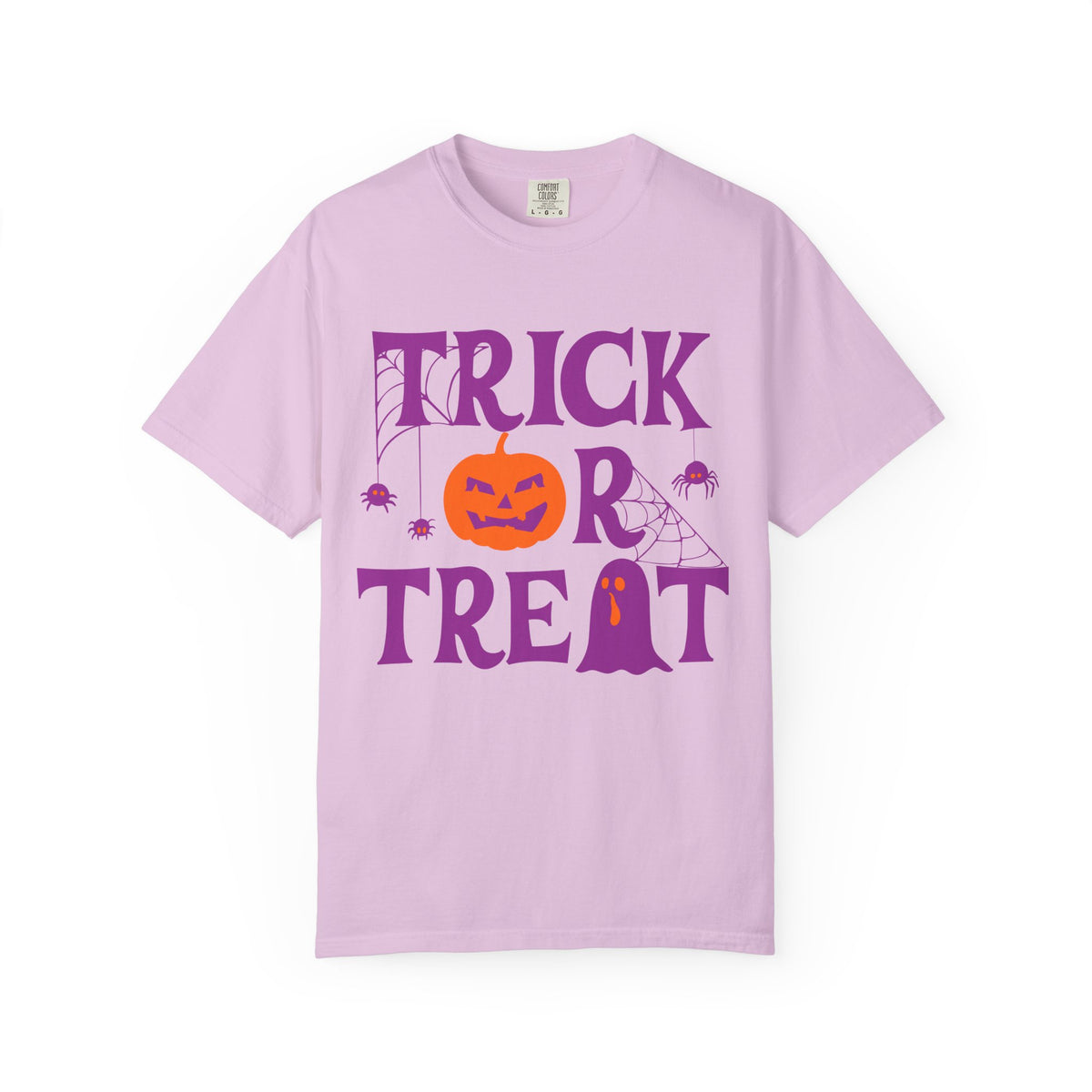 Trick Or Treat Halloween Design T-shirt | Pumpkin Ghost Spiderweb Tee