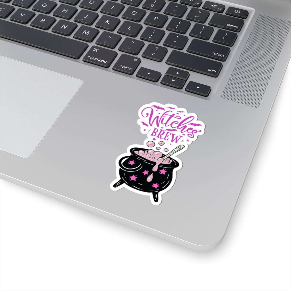 Witches Brew cauldron Sticker | Kiss-Cut Halloween decal, pink spooky design