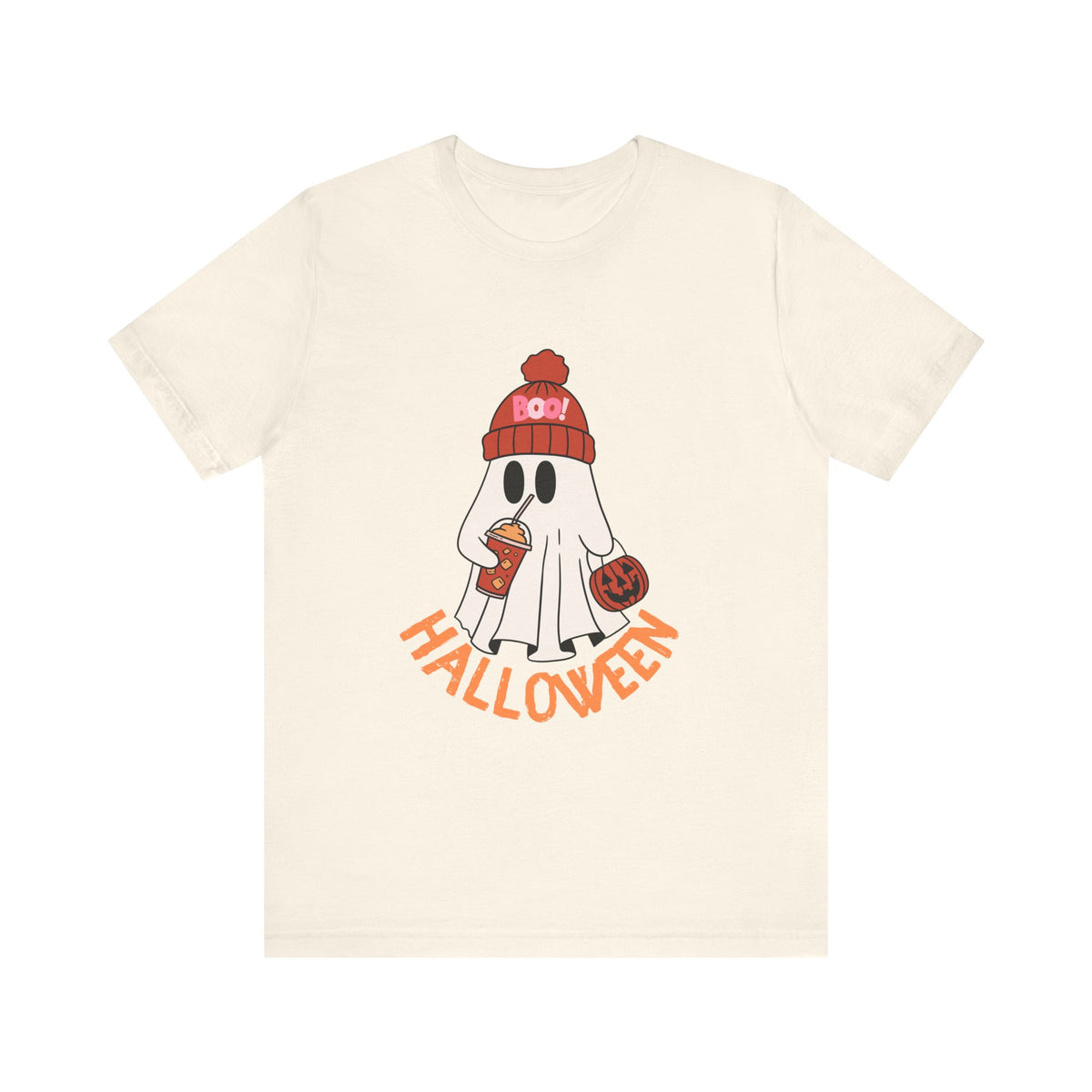 Cozy Beanie Ghost Halloween T-Shirt | Trick-or-Treat Costume Tee