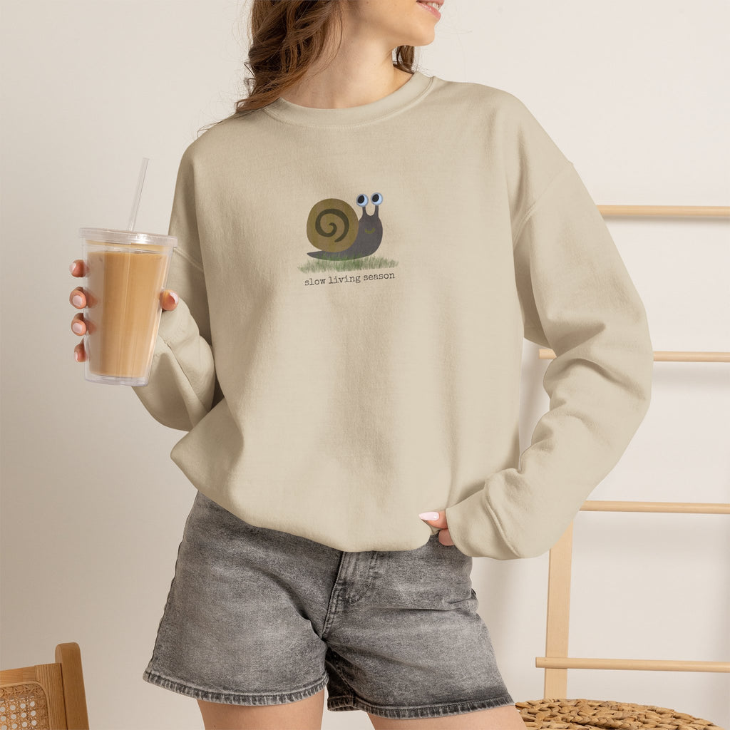 Fall Sweatshirt | Slow Living Season Cute Snail