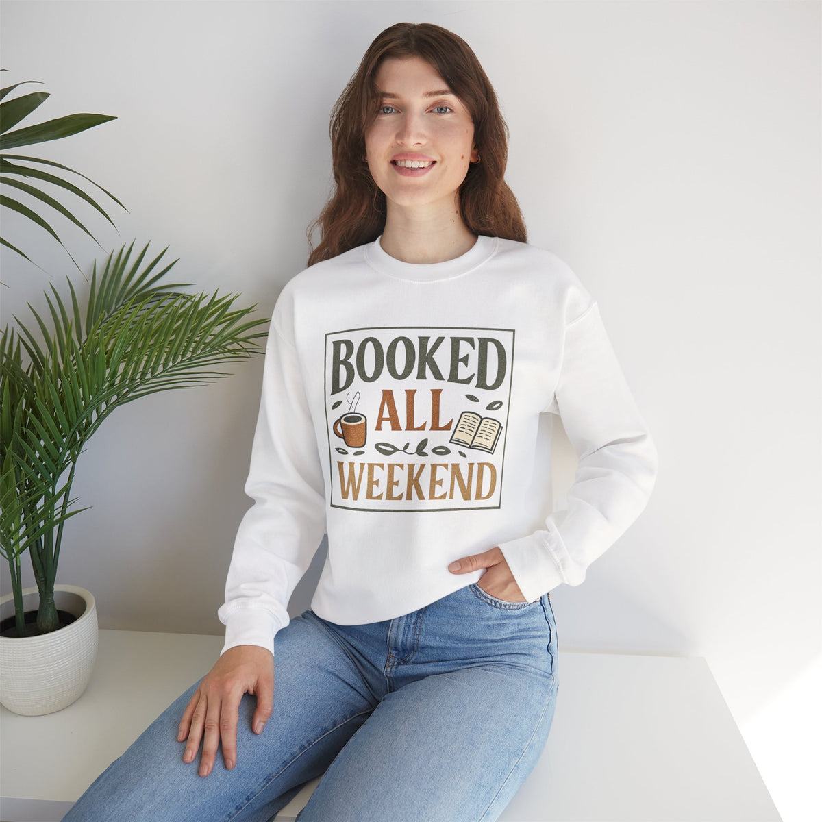 Booked All Weekend Sweatshirt | Book Lover Coffee Reading Crewneck