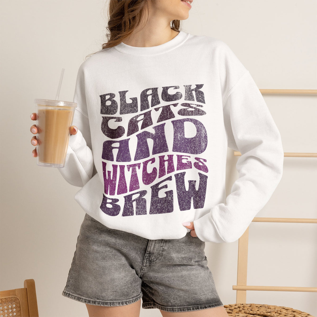 Black Cats and Witches Brew Sweatshirt | Halloween spooky typography