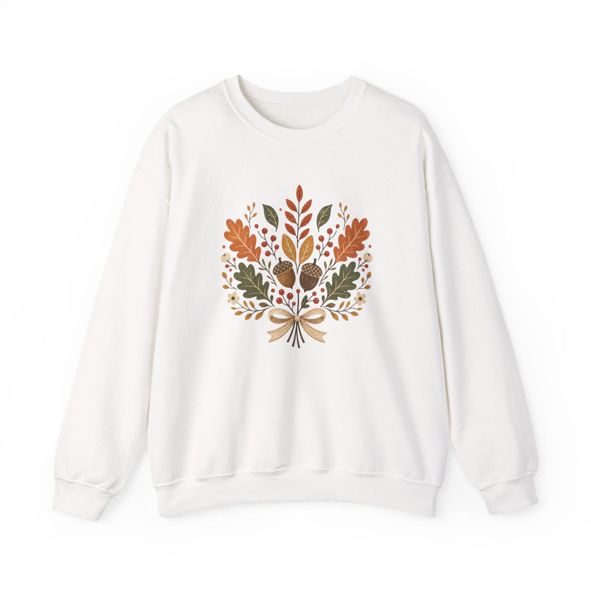 Autumn Foliage Bouquet Sweatshirt | Fall Leaves Acorn Crewneck