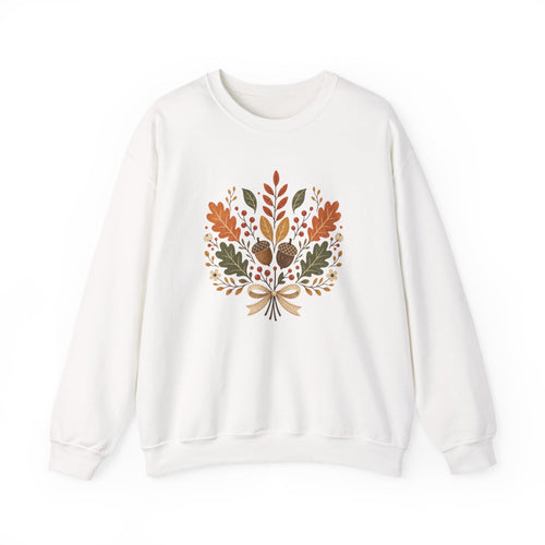Autumn Foliage Bouquet Sweatshirt | Fall Leaves Acorn Crewneck