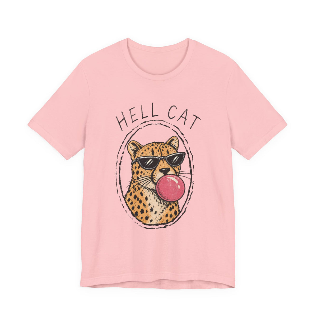 Hell Cat with Sunglasses and Bubblegum T-Shirt | Funny Cat Tee
