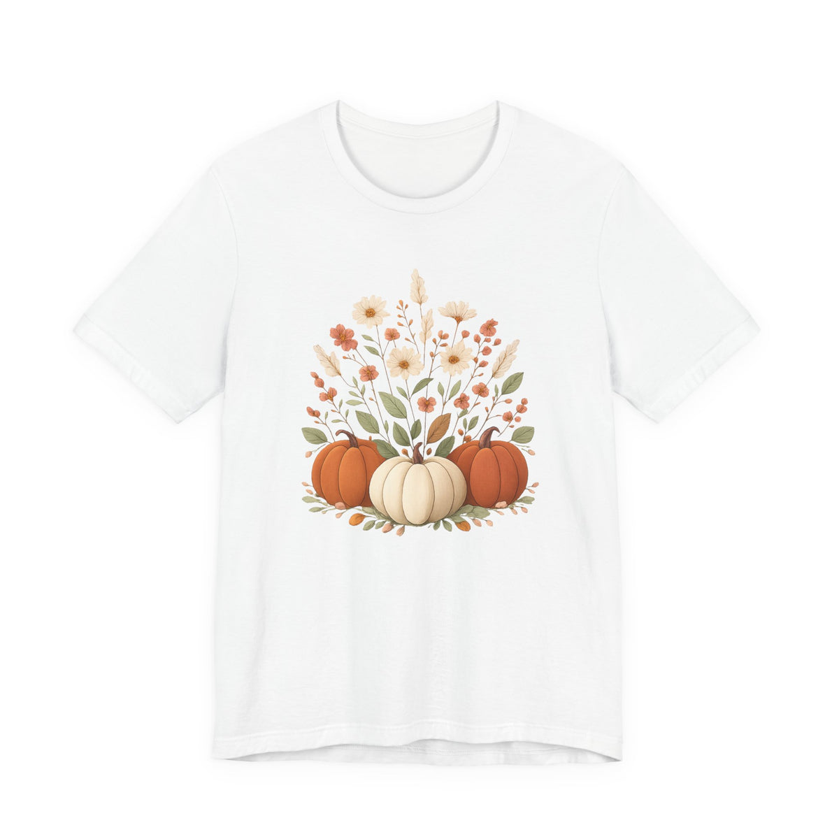 Autumn Pumpkins and Wildflowers Tee | Fall Floral Pumpkin Trio