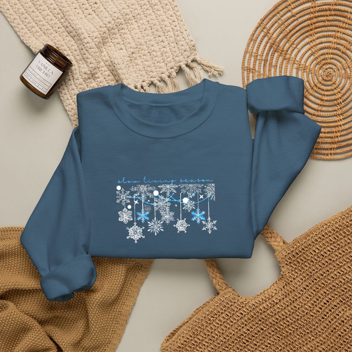 Embroidered Sweatshirt Winter Snowflakes | Slow Living Season Christmas