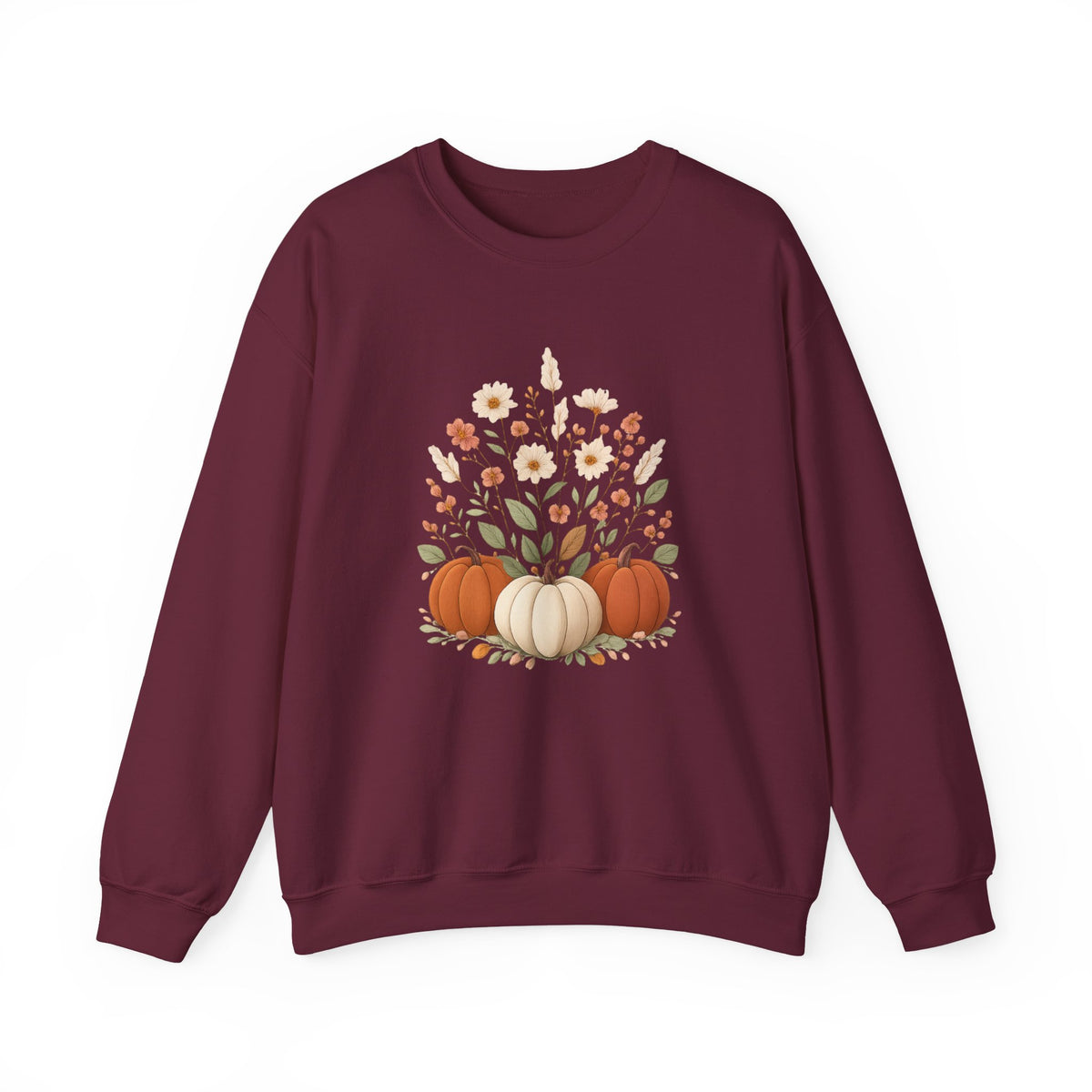 Autumn Floral Pumpkins Sweatshirt | Fall Harvest Pumpkin Crewneck