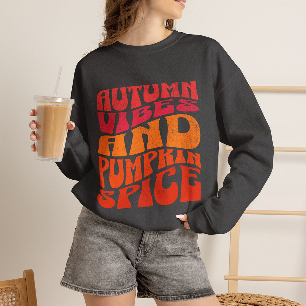 Autumn Vibes and Pumpkin Spice Sweatshirt | Fall Typography Crewneck
