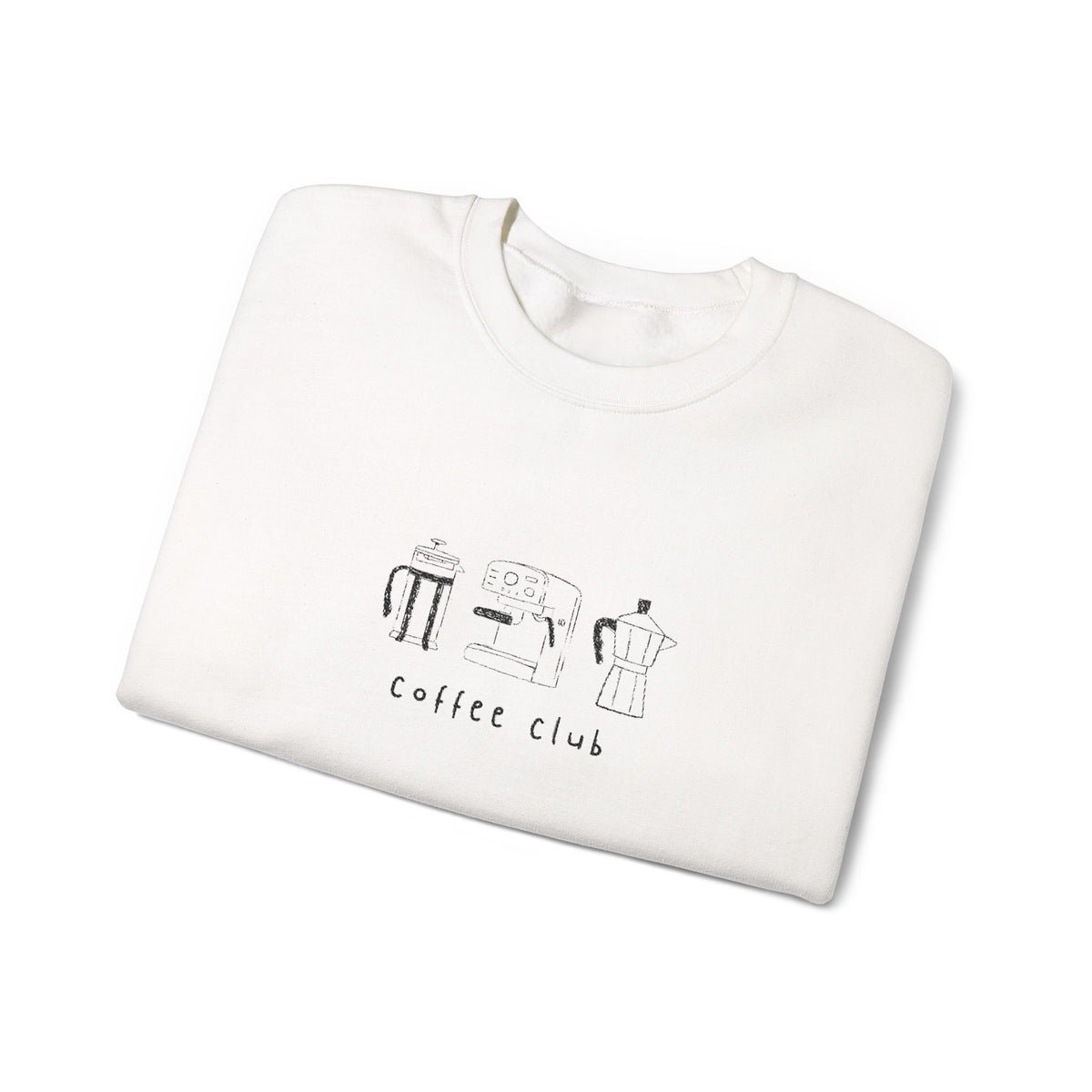Embroidered Sweatshirt Coffee Club | Minimalist Coffee Makers Graphic Crewneck