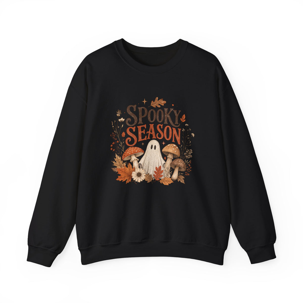 Spooky Season ghost mushrooms autumn leaves sweatshirt | Halloween fall