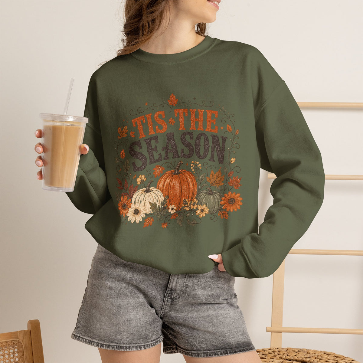 Tis The Season pumpkin floral sweatshirt | Fall autumn harvest crewneck