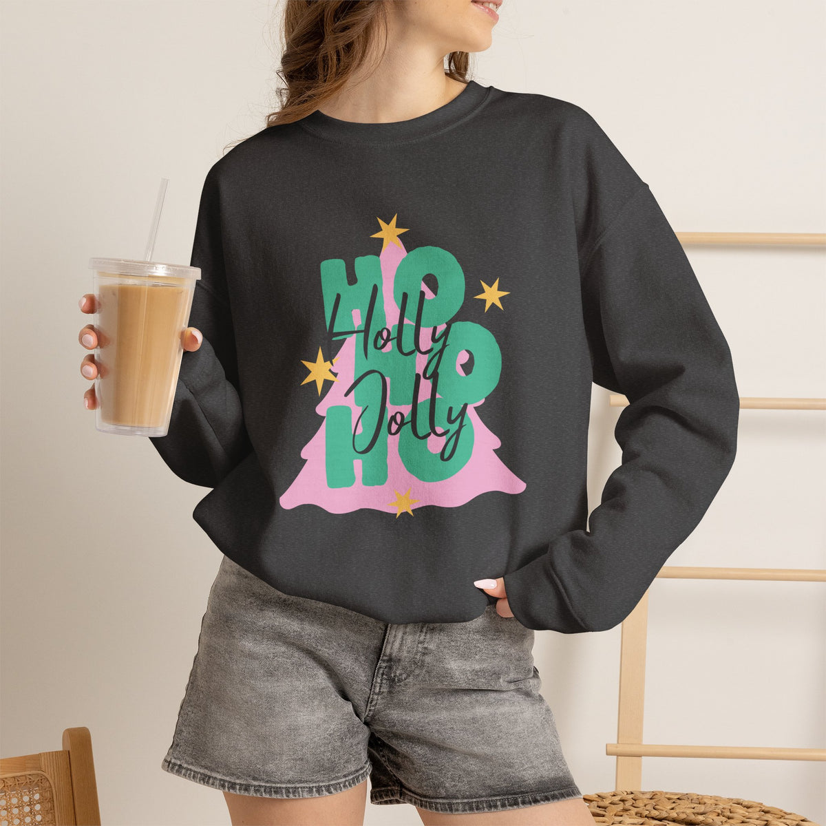 Holiday Christmas Sweatshirt| Ho Ho Ho Holly Jolly Tree Crewneck