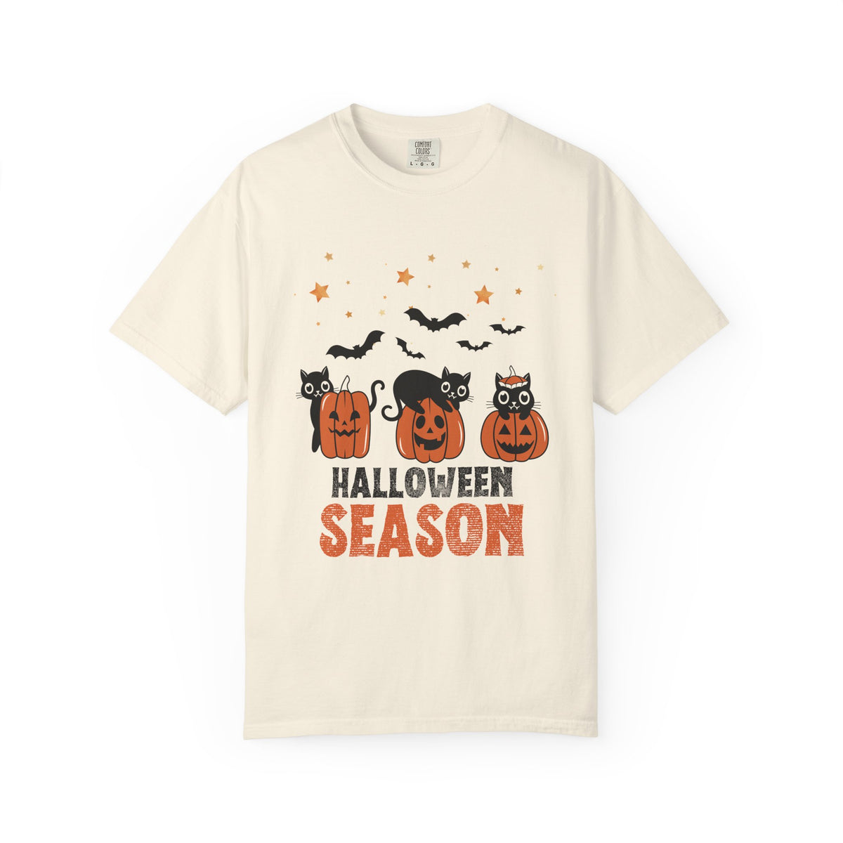 Halloween Season Pumpkin Black Cats Comfort Colors T-shirt | Jack-o'-Lanterns, Bats, Stars