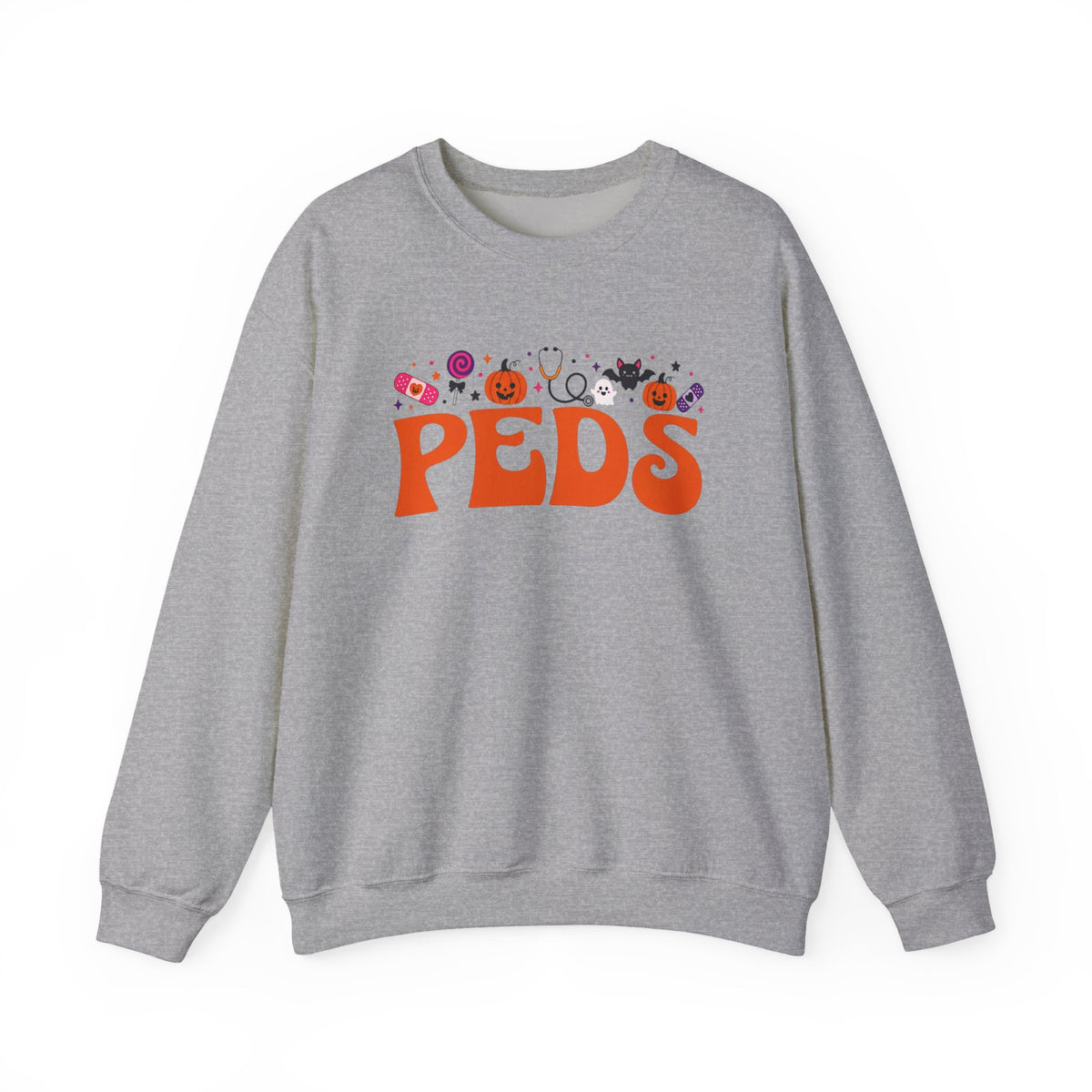 Halloween Nurse Sweatshirt PEDS | Pumpkin Candy Bat Ghost Crewneck