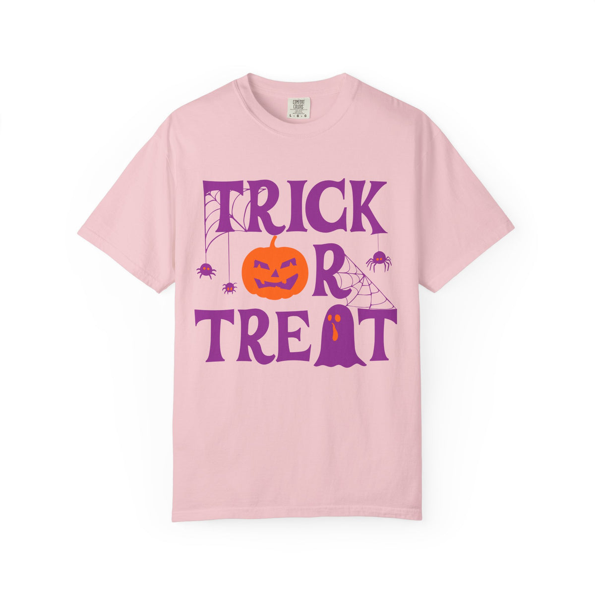 Trick Or Treat Halloween Design T-shirt | Pumpkin Ghost Spiderweb Tee