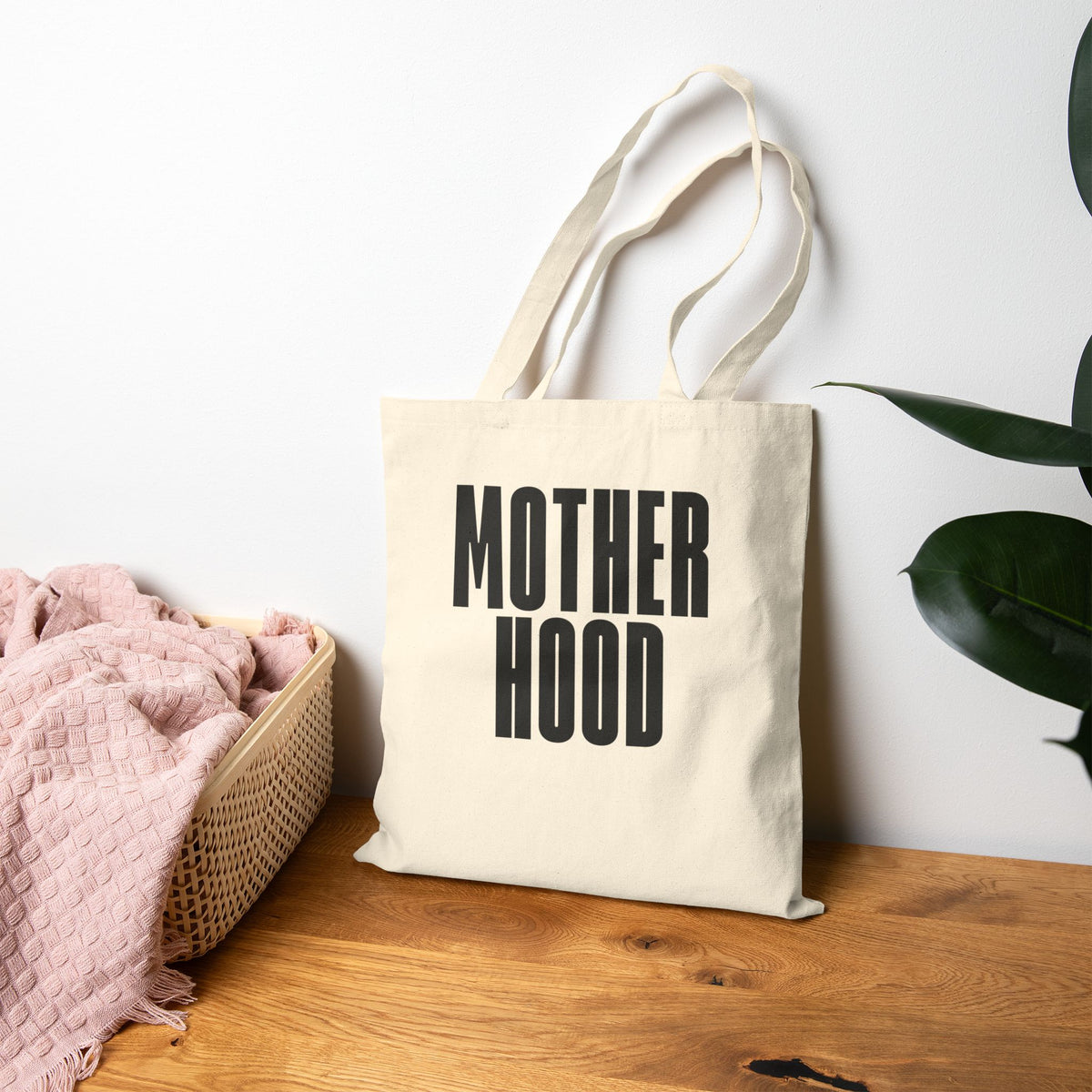 Motherhood tote bag | Canvas shopper, minimalist typography