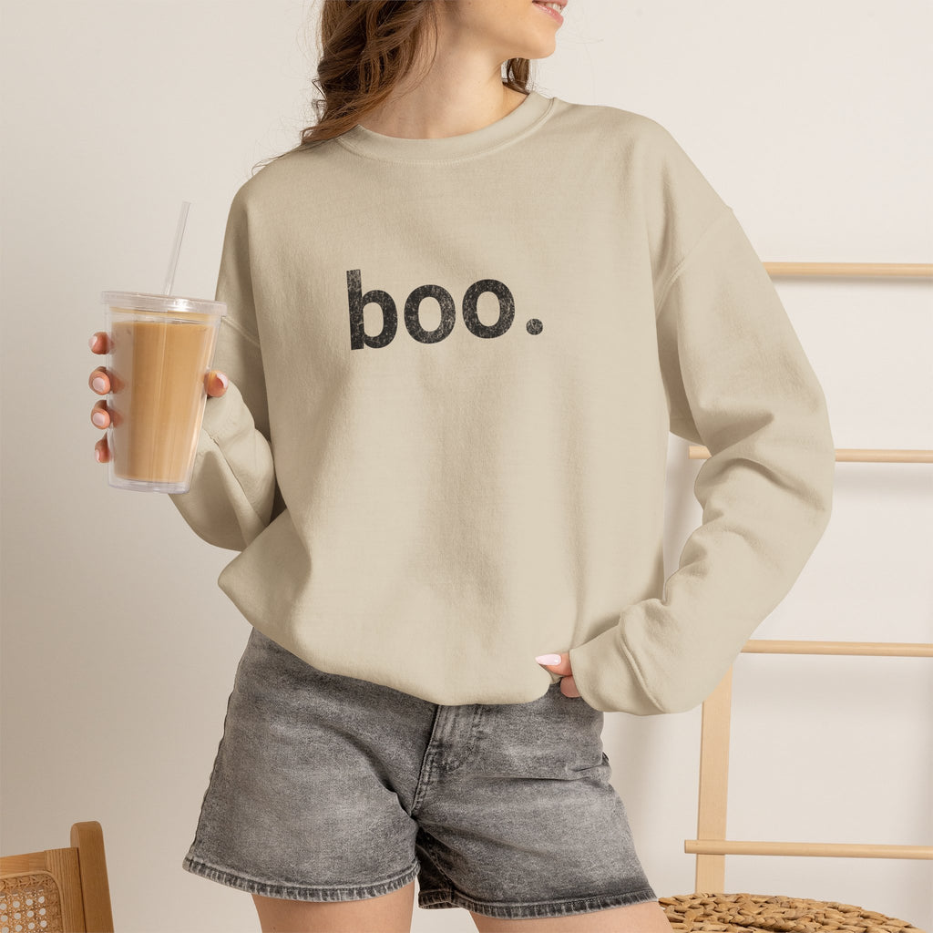 boo distressed sweatshirt | Minimal Halloween Text Design
