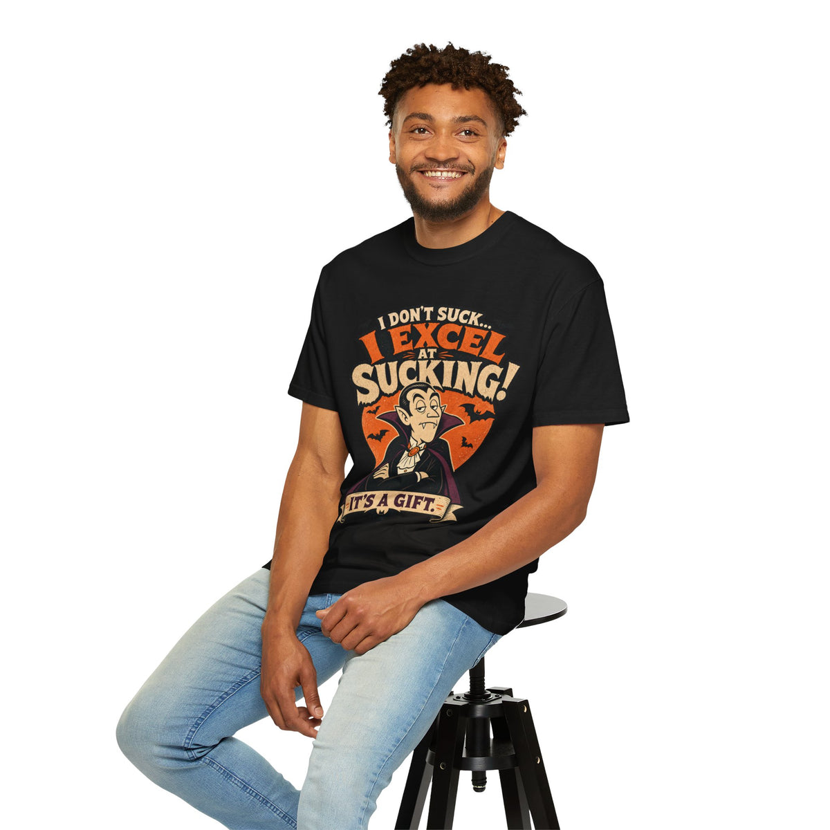 I Don't Suck I Excel At Sucking Vampire Illustration T-shirt