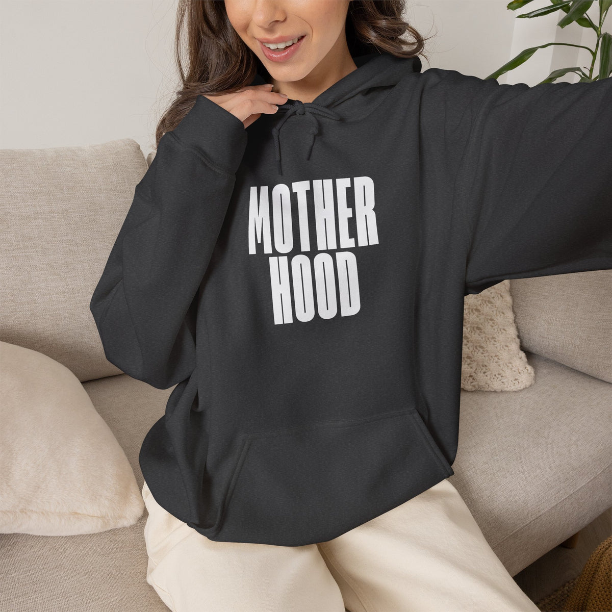 Motherhood bold text Hoodie | Mom graphic sweatshirt