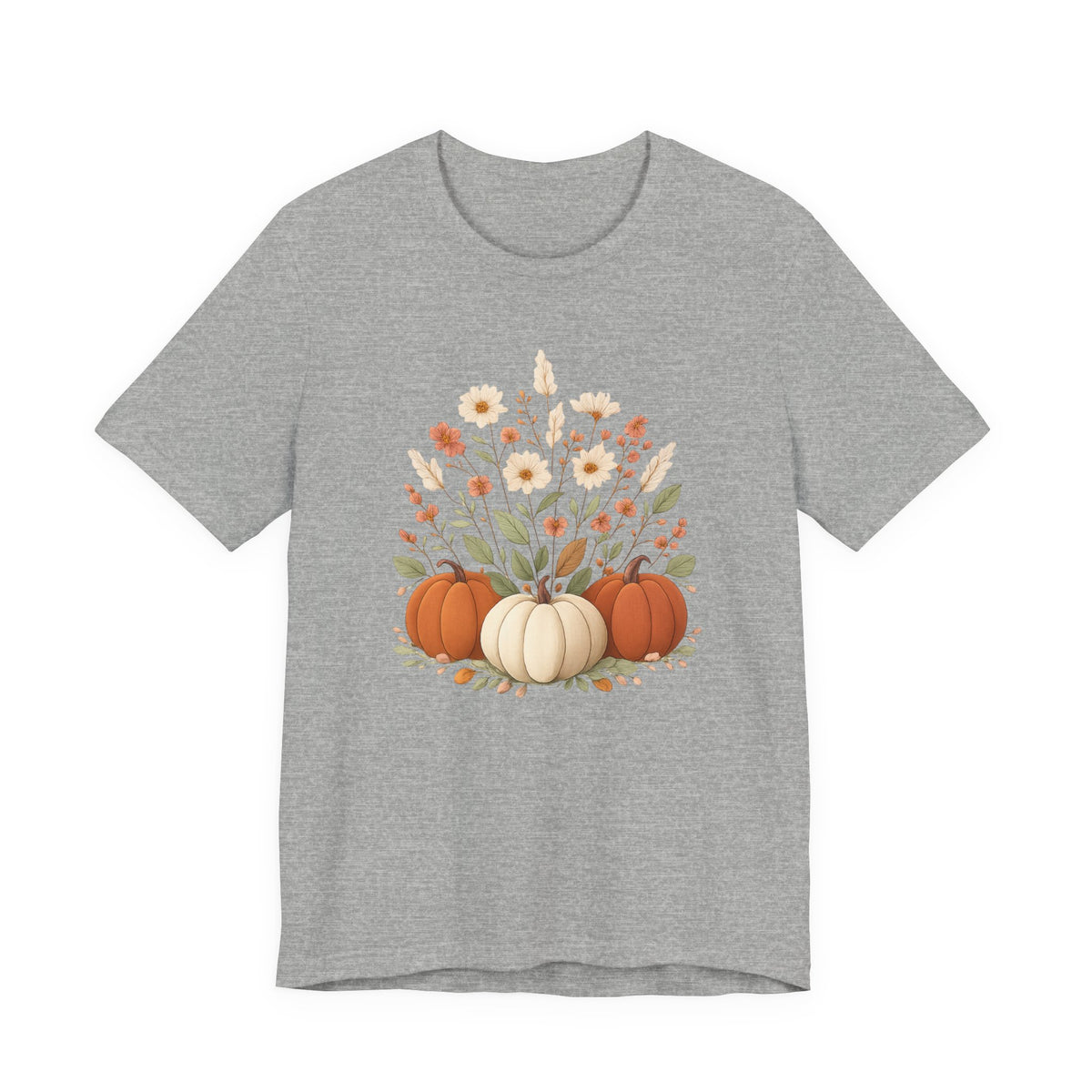 Autumn Pumpkins and Wildflowers Tee | Fall Floral Pumpkin Trio