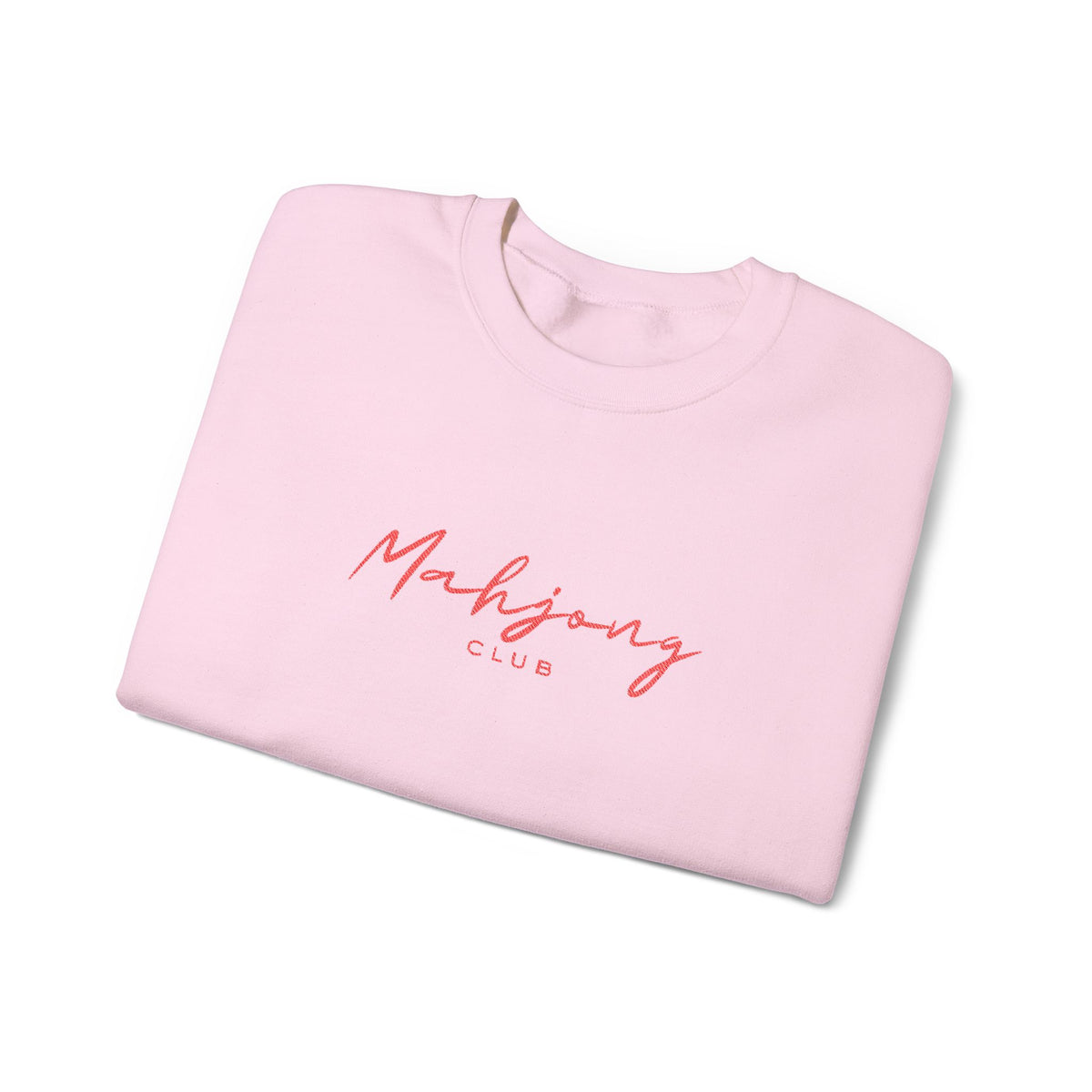 Embroidered Sweatshirt Mahjong Club | Minimalist Typography Asian Game Crewneck