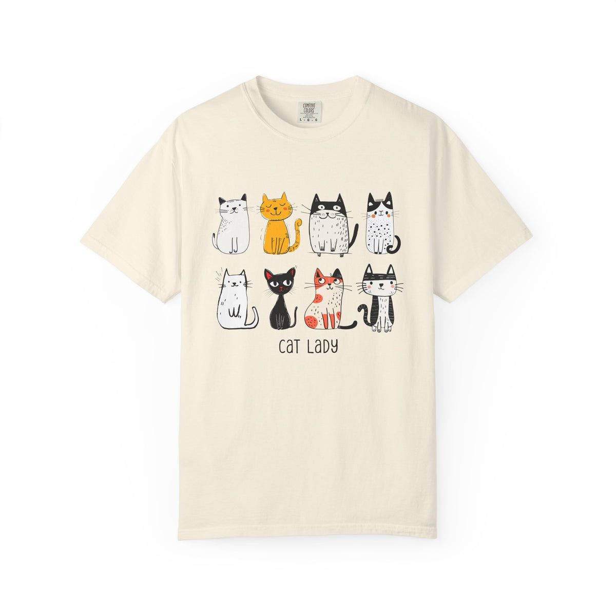 Cute Cat Illustration Cat Lady T-shirt | Kitty Lineup, Whimsical Cats