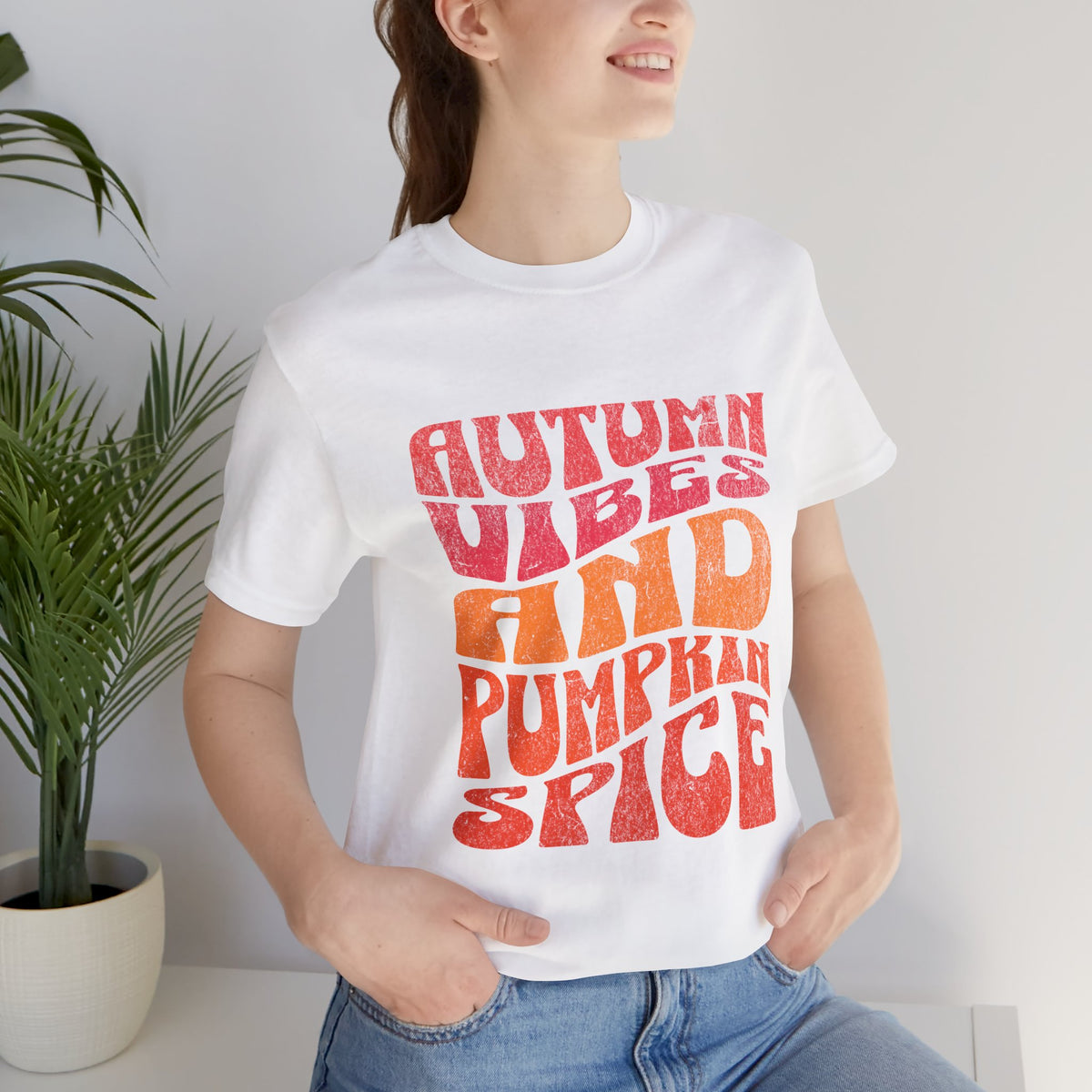 Autumn Vibes and Pumpkin Spice T-Shirt | Fall Typography Tee
