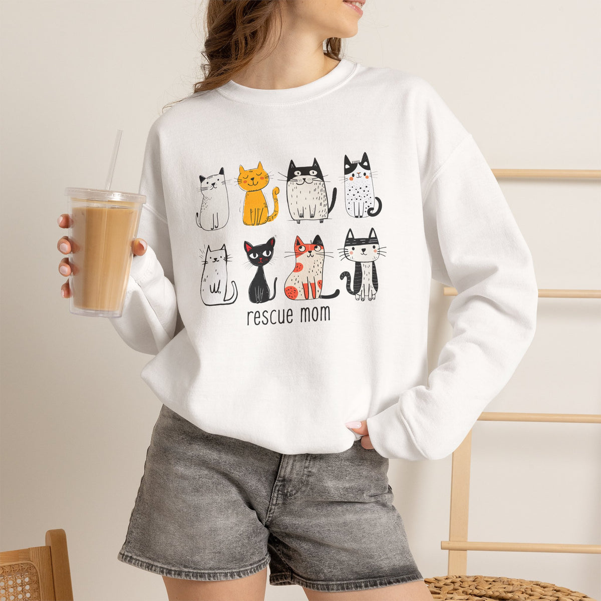 Rescue Mom Cats sweatshirt | Cat Mom Crewneck, Animal Rescue Shirt