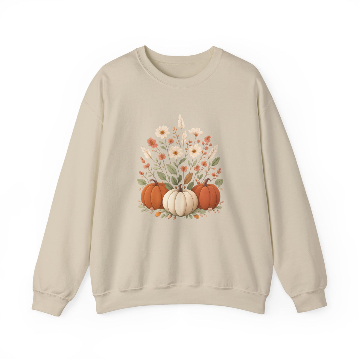 Autumn Floral Pumpkins Sweatshirt | Fall Harvest Pumpkin Crewneck
