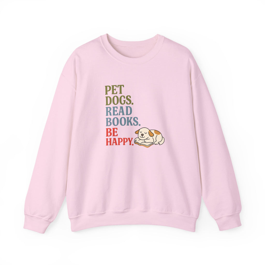 Pet Dogs Read Books Be Happy sweatshirt | Cute Dog Reading Graphic