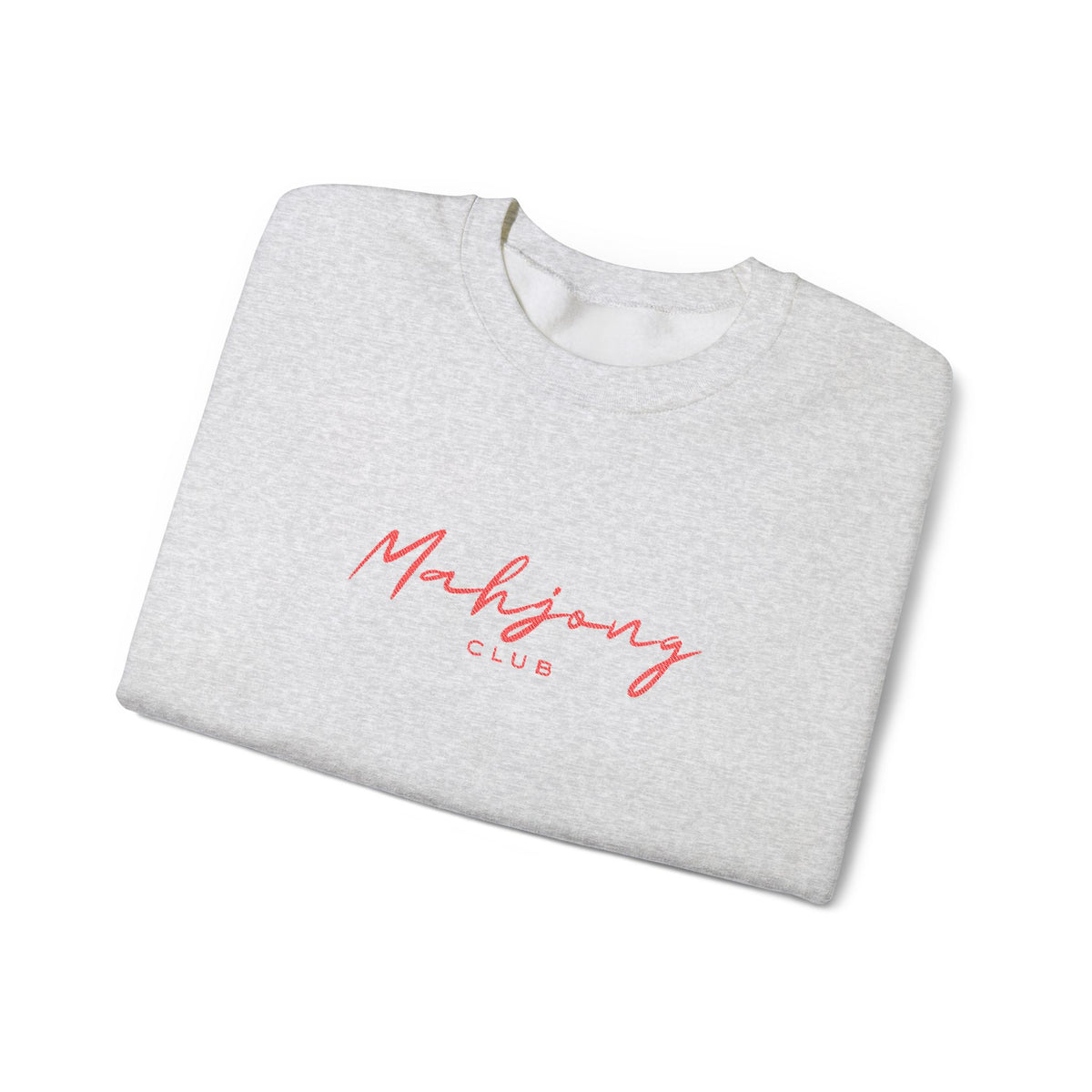 Embroidered Sweatshirt Mahjong Club | Minimalist Typography Asian Game Crewneck