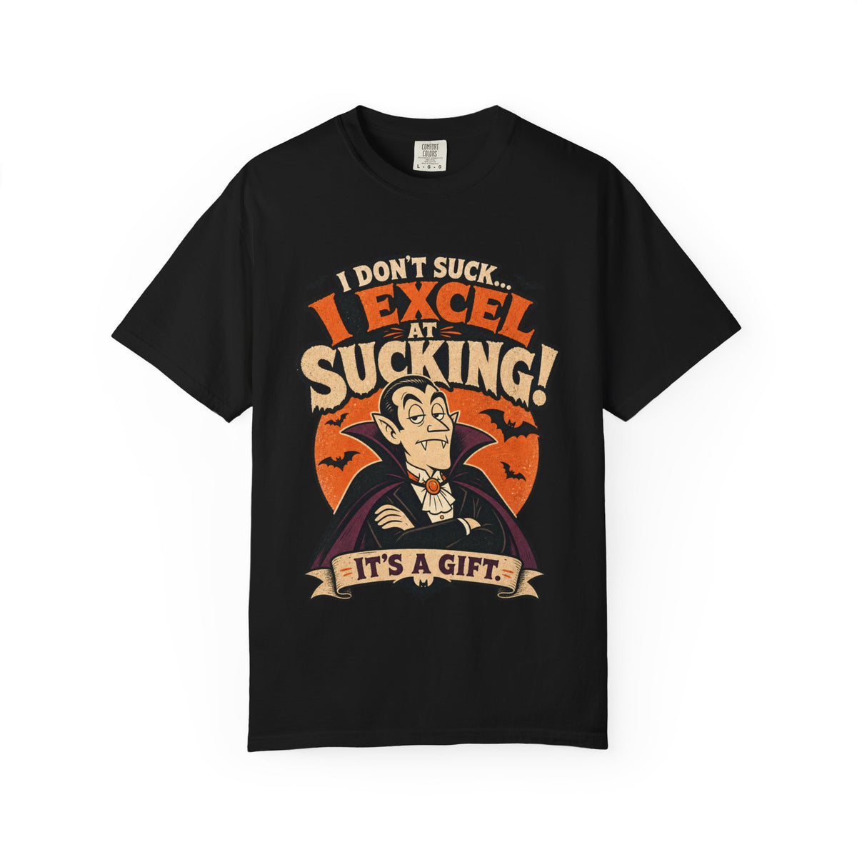 I Don't Suck I Excel At Sucking Vampire Illustration T-shirt