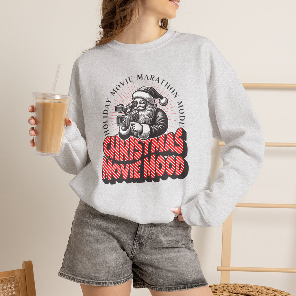 Christmas Sweatshirt Retro Santa Christmas Movie Mood | Holiday Movie Marathon Sweatshirt
