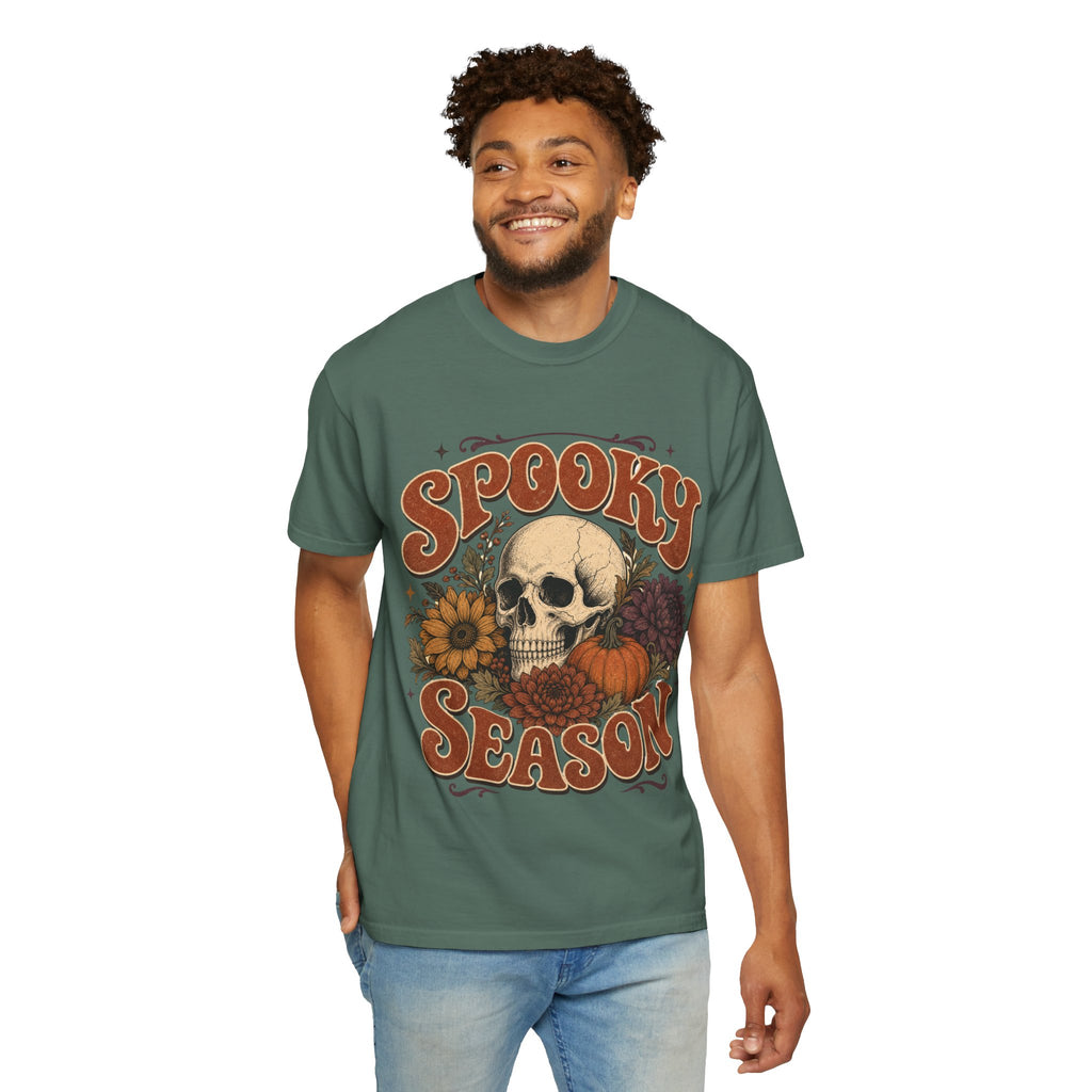 Spooky Season Skull Pumpkin Floral T-shirt | Halloween Fall Tee