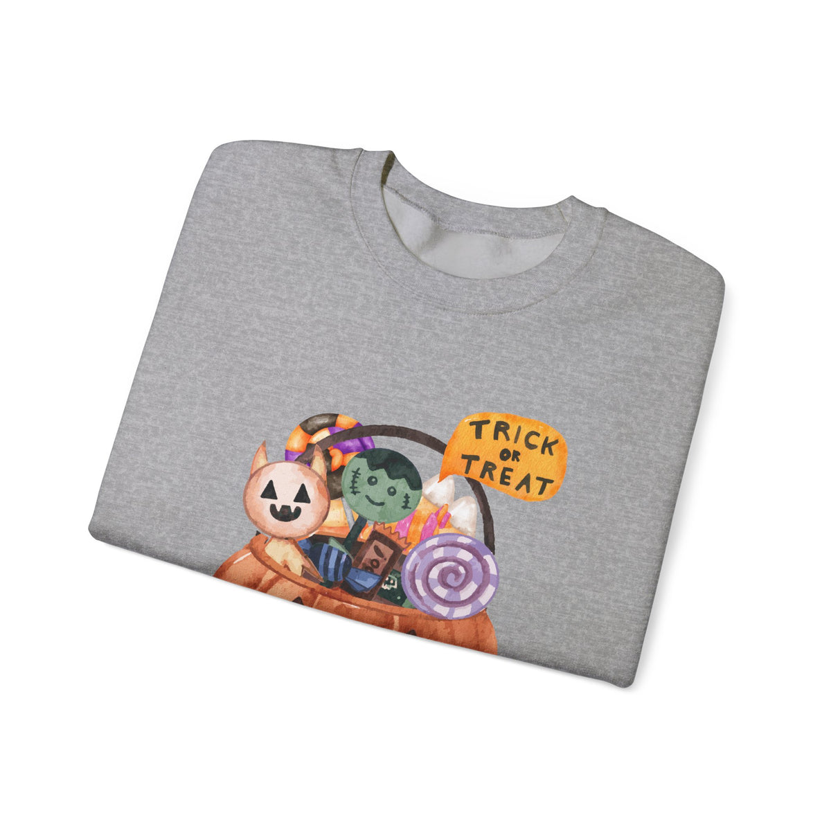 Halloween Pumpkin Candy Crewneck Sweatshirt — Trick or Treat Jack-O-Lantern Design