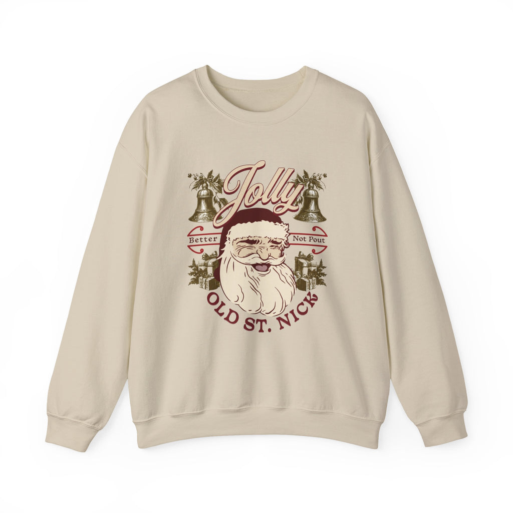 Retro Santa Sweatshirt | Jolly Old St. Nick Santa Holiday Crewneck