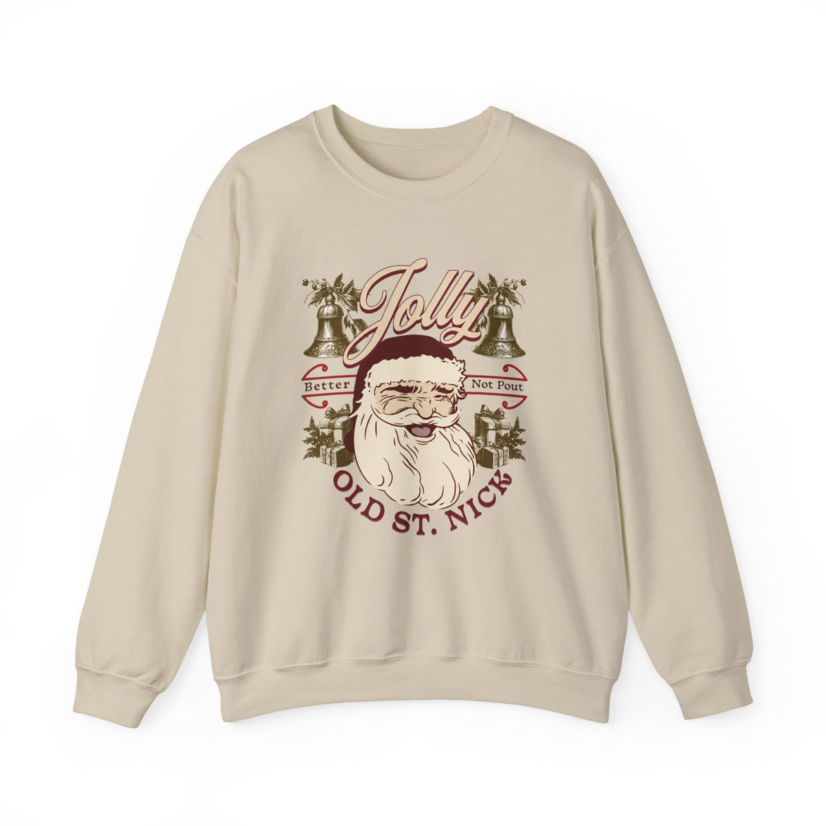 Retro Santa Sweatshirt | Jolly Old St. Nick Santa Holiday Crewneck