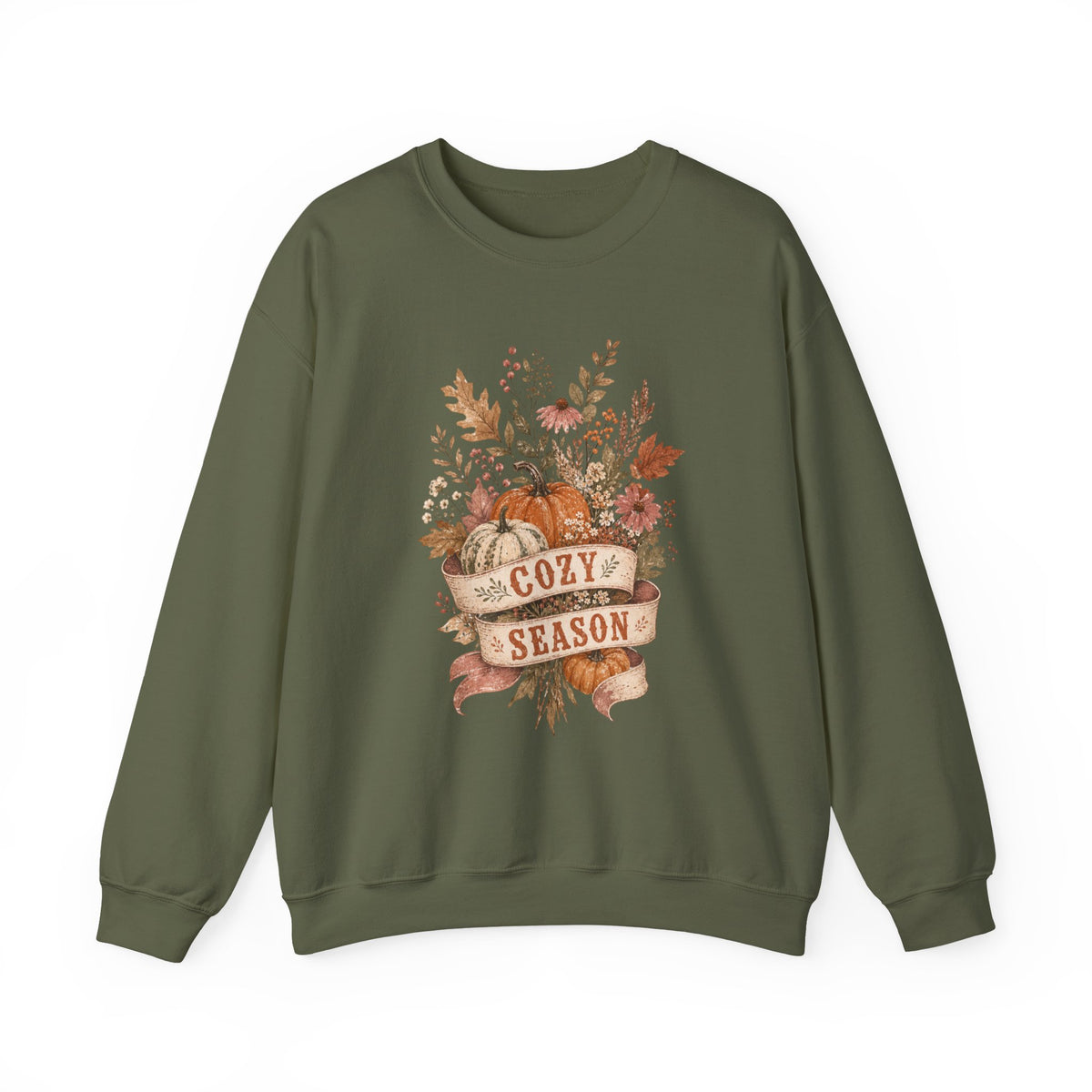 Cozy Season Fall Pumpkin Floral Crewneck Sweatshirt | Autumn Sweater
