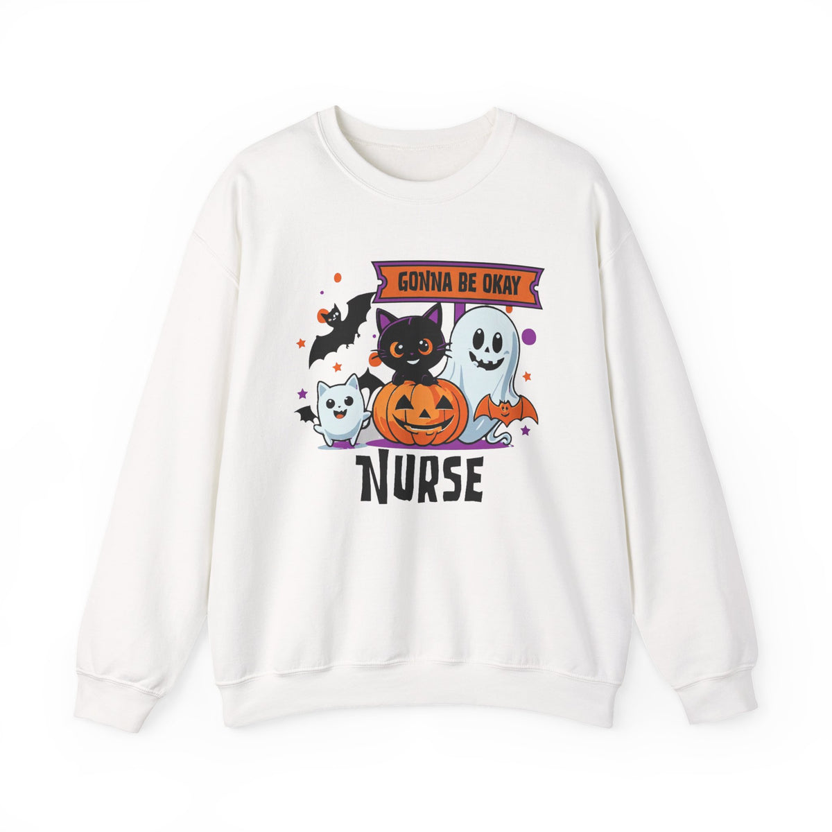 Halloween Nurse Sweatshirt Gonna Be Okay | Cute Ghosts, Cat, Pumpkin, Bats