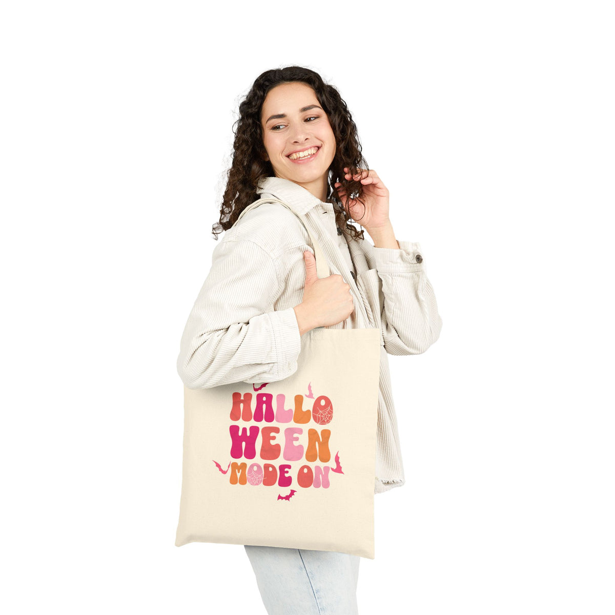 Halloween Mode On Tote Bag | Retro Pumpkin Typography, Fall Trick or Treat