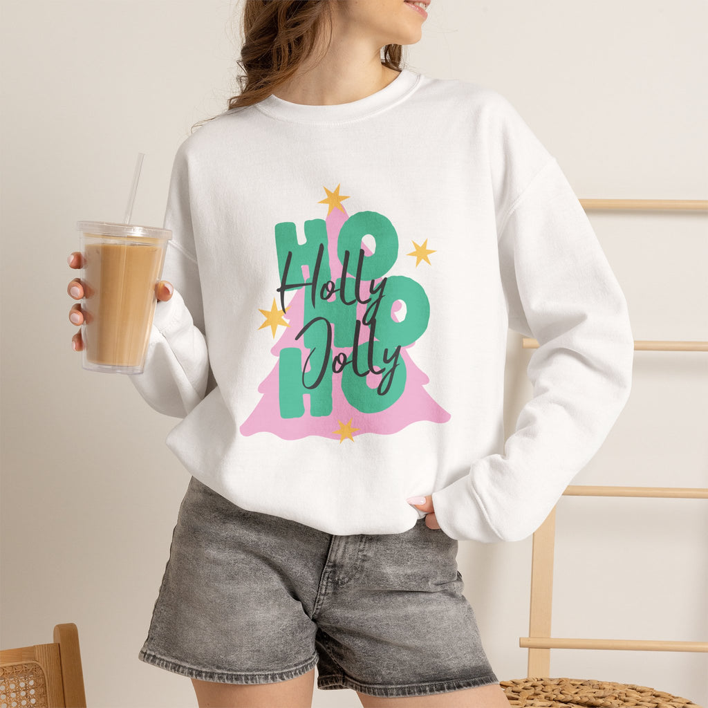 Holiday Christmas Sweatshirt| Ho Ho Ho Holly Jolly Tree Crewneck