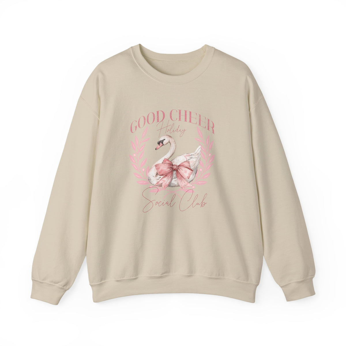 Coquette Christmas Sweatshirt | Good Cheer Social Club Swan and Flamingo Wreath