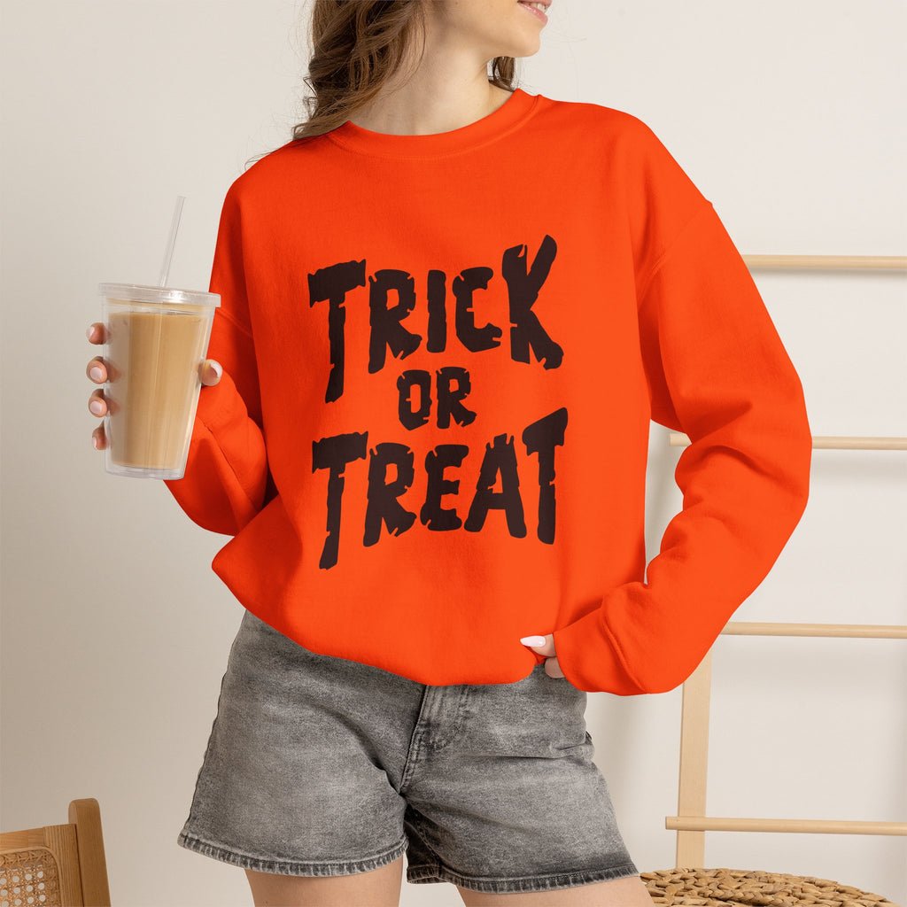 Trick or Treat Halloween lettering Crewneck Sweatshirt | Halloween sweater
