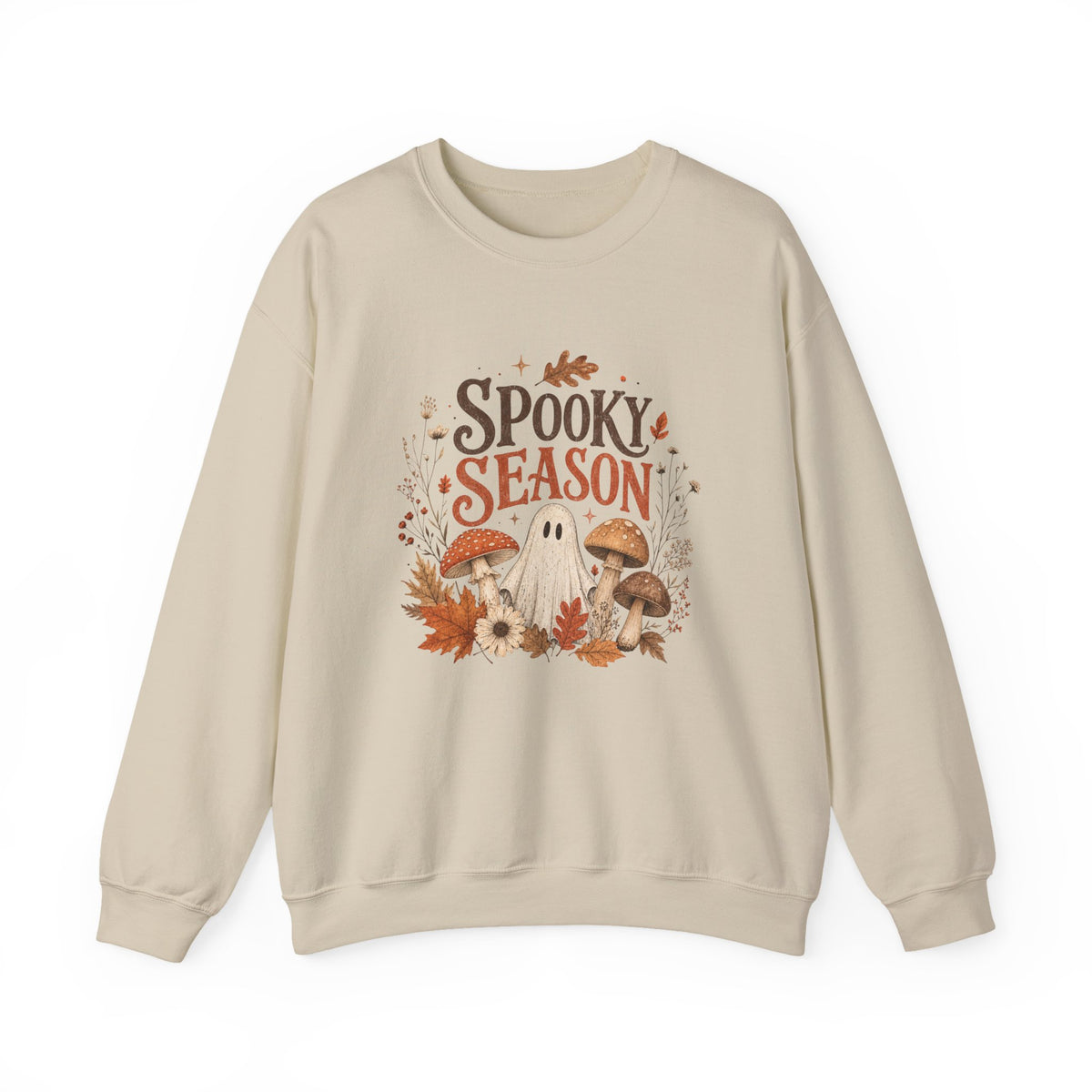 Spooky Season ghost mushrooms autumn leaves sweatshirt | Halloween fall