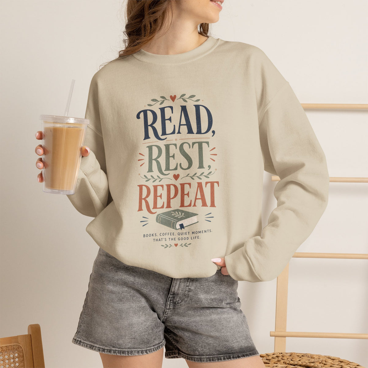 Read Rest Repeat sweatshirt | Reading cozy book lover apparel