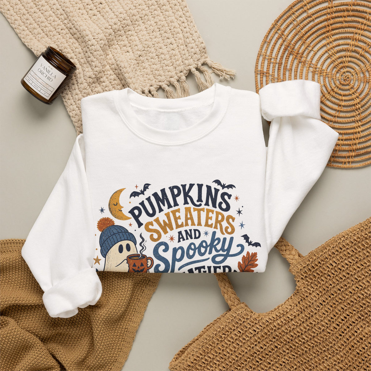Pumpkins Sweaters and Spooky Weather Crewneck Sweatshirt | Halloween Autumn Cozy