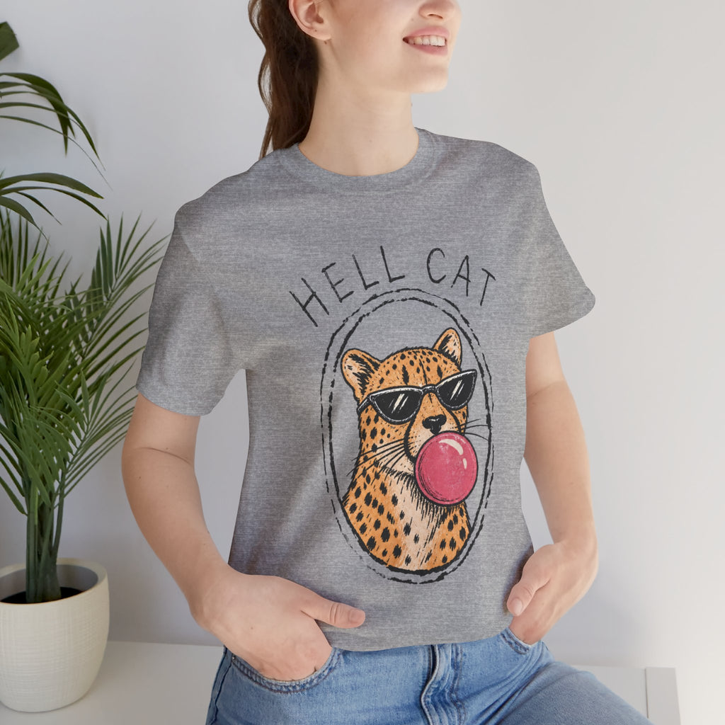 Hell Cat with Sunglasses and Bubblegum T-Shirt | Funny Cat Tee